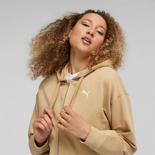 HER Terry Full-Zip Hoodie Women, Sand Dune, large-ZAF