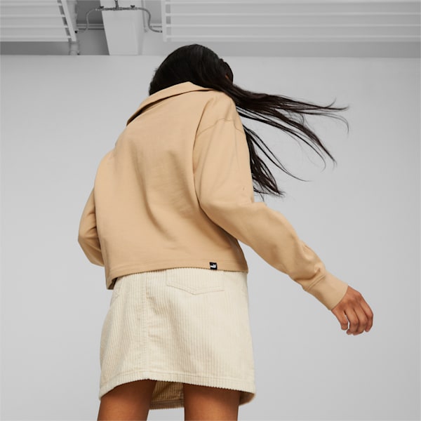 HER Women's High-Neck Half-Zip Sweatshirt, Sand Dune, large-ZAF