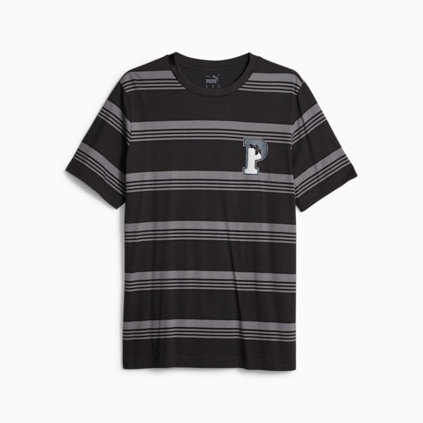 PUMA SQUAD Men's Striped Tee, PUMA Black, large-ZAF