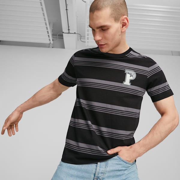 PUMA SQUAD Men's Striped Tee, PUMA Black, large-ZAF