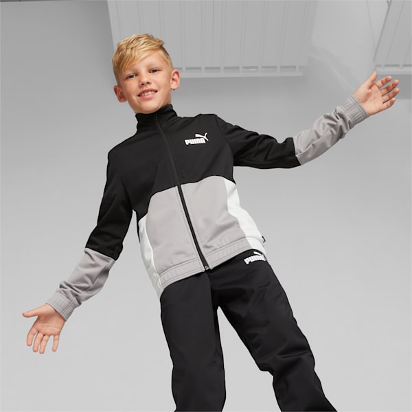Colorblock Youth Poly Suit, PUMA Black, large-ZAF