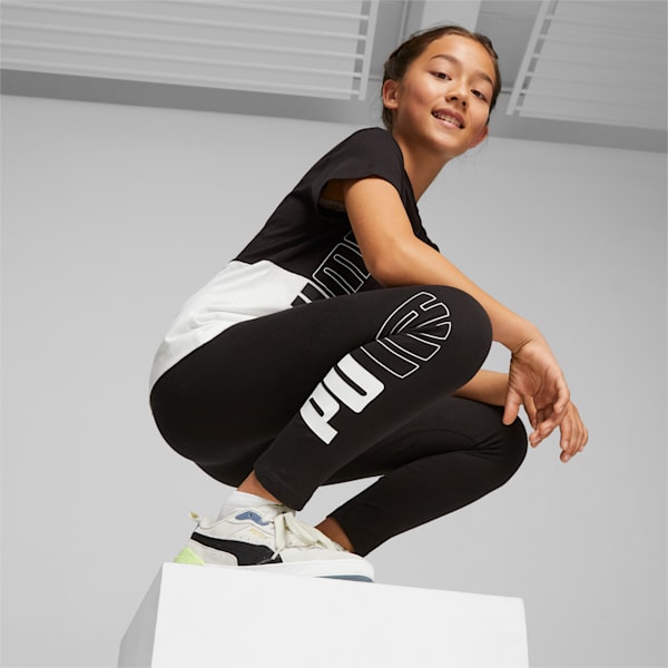 PUMA POWER Colourblock Youth Leggings, PUMA Black, large-ZAF