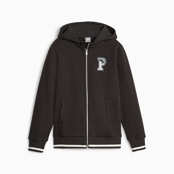 PUMA SQUAD Youth Full-Zip Fleece Hoodie, PUMA Black, large-ZAF