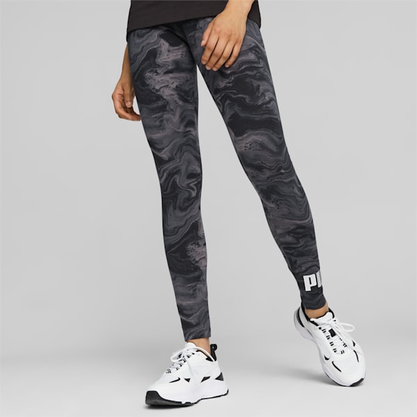 ESS+ MARBLEIZED Women's Leggings, PUMA Black, large-ZAF