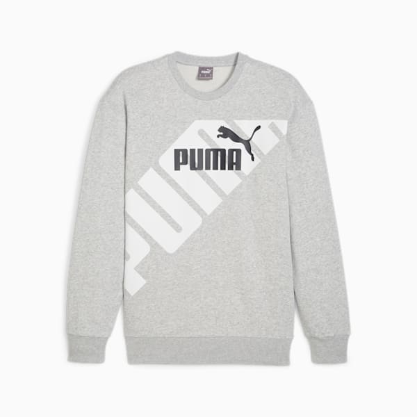 PUMA POWER Men's Graphic Sweatshirt, Light Gray Heather, large-ZAF