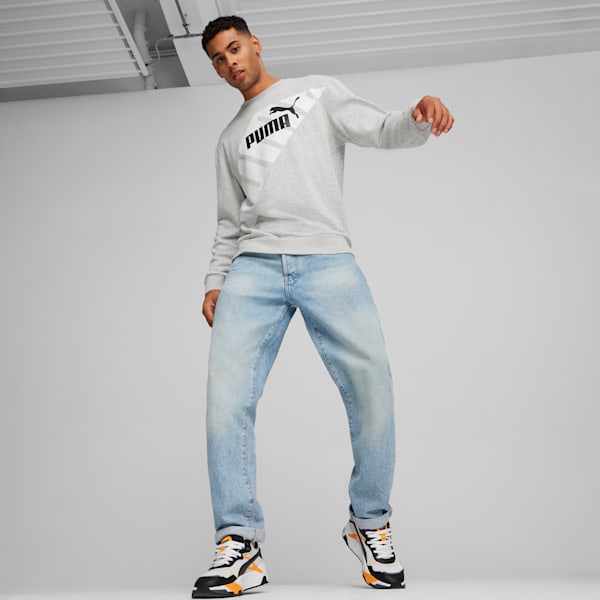 PUMA POWER Men's Graphic Sweatshirt, Light Gray Heather, large-ZAF