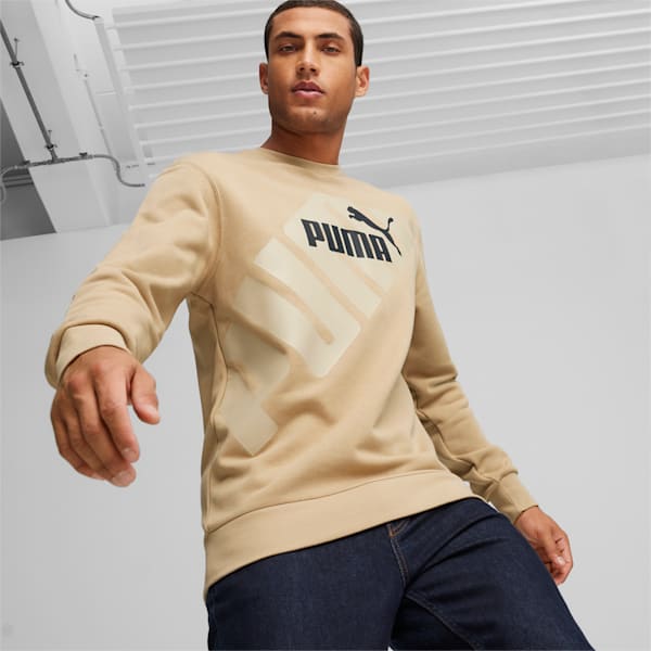 PUMA POWER Men's Graphic Sweatshirt, Prairie Tan, large-ZAF