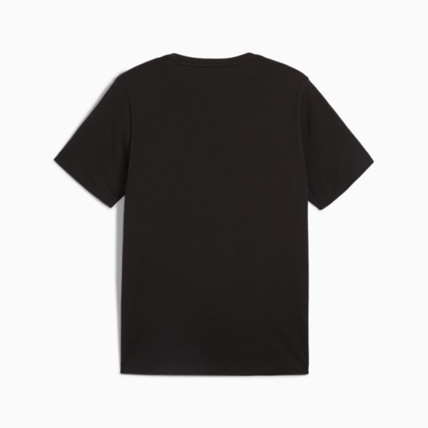 ESS+ Logo Men's Tee, PUMA Black-red mazing, large-ZAF