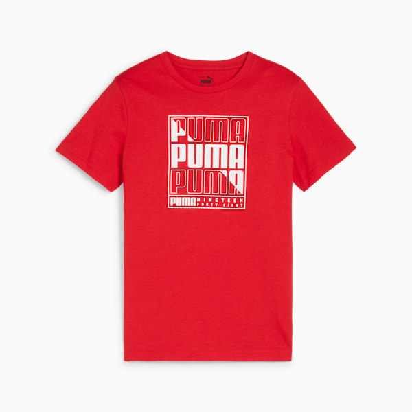 GRAPHICS PUMA Wording Youth Tee, For All Time Red, large-MEX