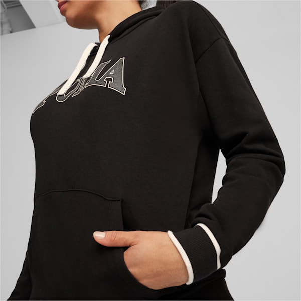 Buzo con capucha PUMA SQUAD para mujer, PUMA Black, large-ARG