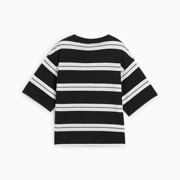 PUMA SQUAD Striped Tee Women, PUMA Black, large-ZAF