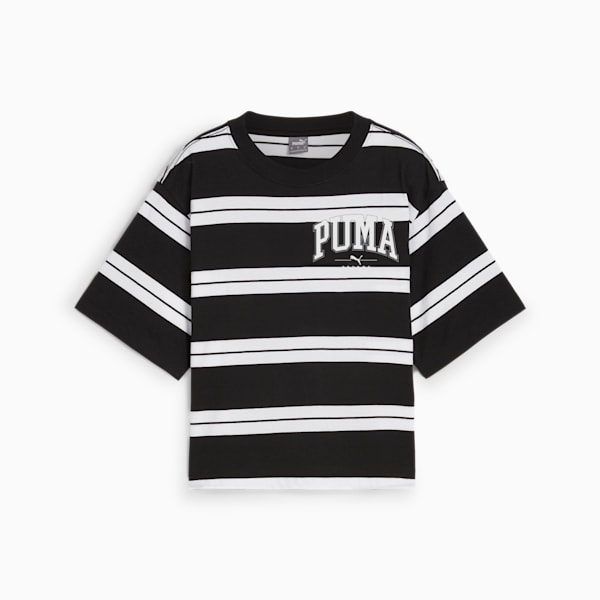 PUMA SQUAD Striped Tee Women, PUMA Black, large-ZAF