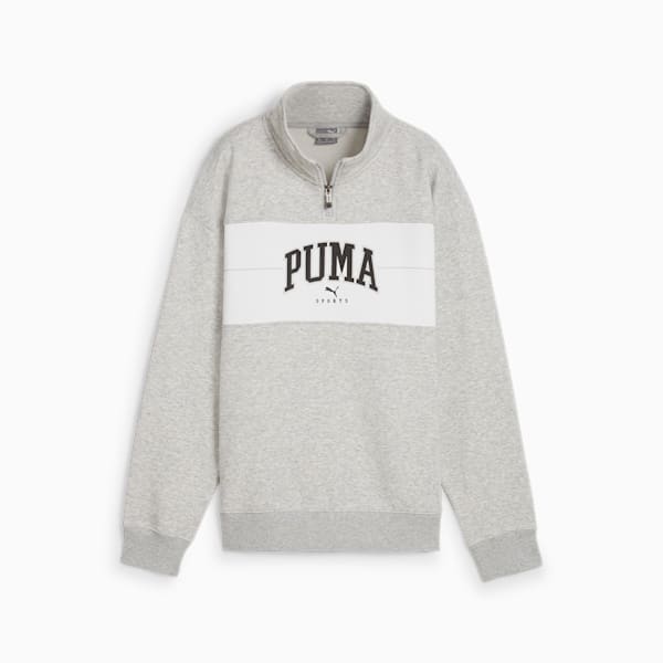 Buzo de cuello con cierre PUMA SQUAD para mujer, Light Gray Heather, large-ARG