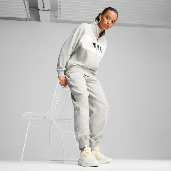 Buzo de cuello con cierre PUMA SQUAD para mujer, Light Gray Heather, large-ARG