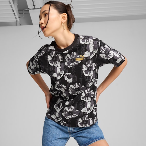 Remera con estampado integral ESS+ CLASS ACT para mujer, PUMA Black, large-ARG