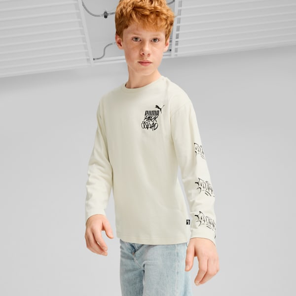 ESS+ MID 90s Long-Sleeve Tee Youth, Alpine Snow, large-ZAF