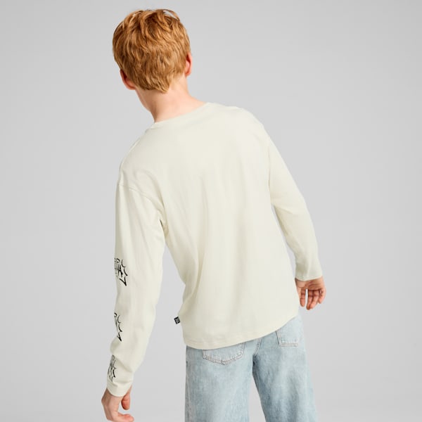 ESS+ MID 90s Long-Sleeve Tee Youth, Alpine Snow, large-ZAF