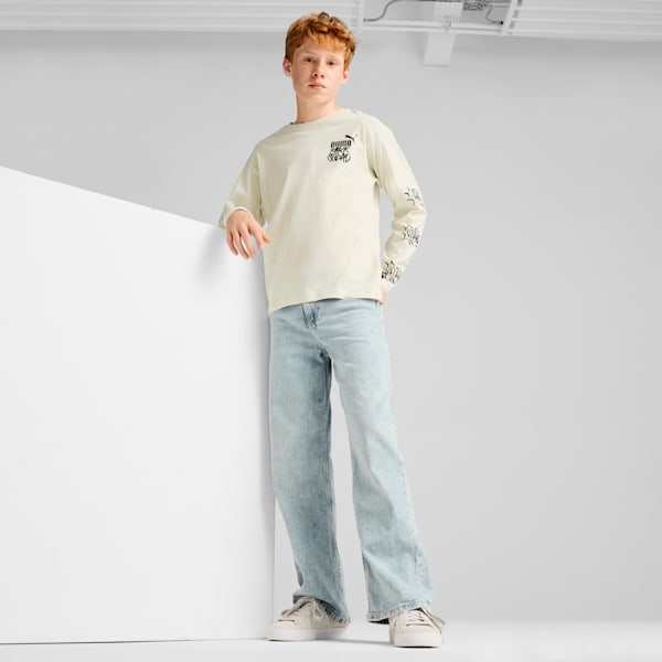 ESS+ MID 90s Long-Sleeve Tee Youth, Alpine Snow, large-ZAF