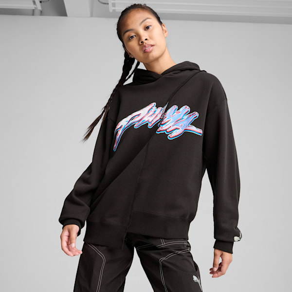 Cherry on Top Graphic Basketball Hoodie Women, PUMA Black, large-ZAF
