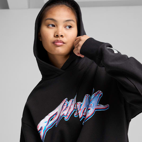 Cherry on Top Graphic Basketball Hoodie Women, PUMA Black, large-ZAF