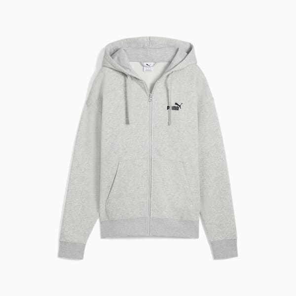 ESS Small No. 1 Logo Comfort Full-Zip Hoodie Women, Light Gray Heather, large-ZAF