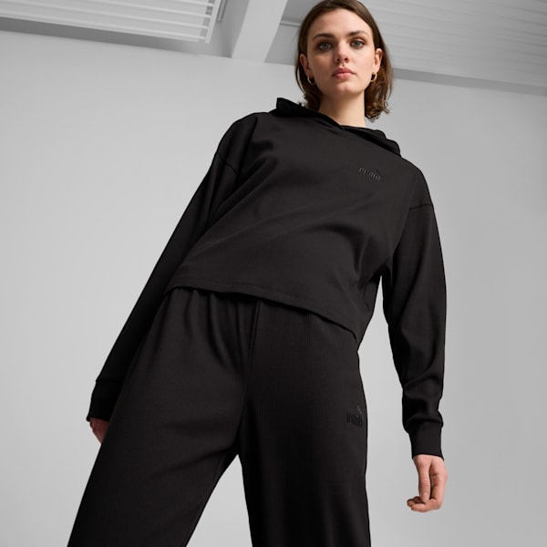 Buzo con capucha ESS ELEVATED para mujer, PUMA Black, large-ARG