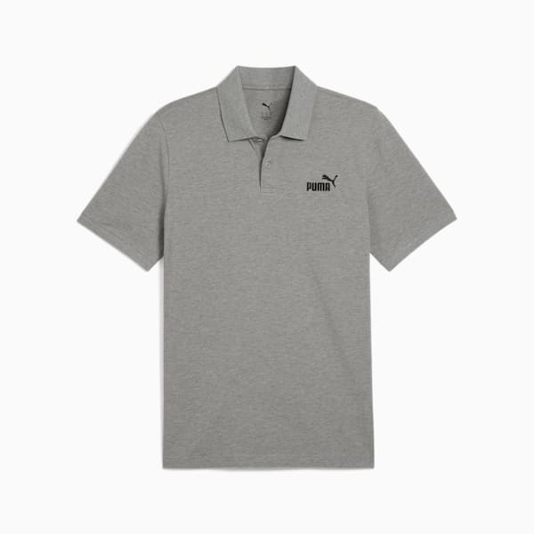 Polo de piqué Essentials No. 1 con logotipo para hombre, Medium Gray Heather, large-MEX