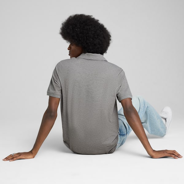 Polo de piqué Essentials No. 1 con logotipo para hombre, Medium Gray Heather, large-MEX