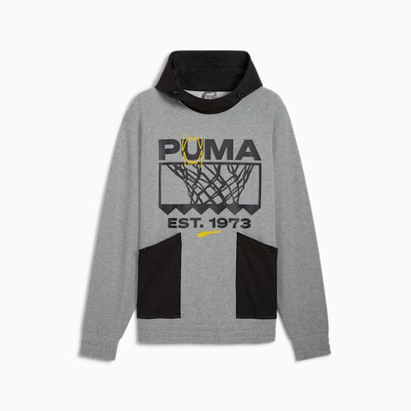 Winning Shot Graphic Basketball Hoodie Men, Medium Gray Heather, large-MEX