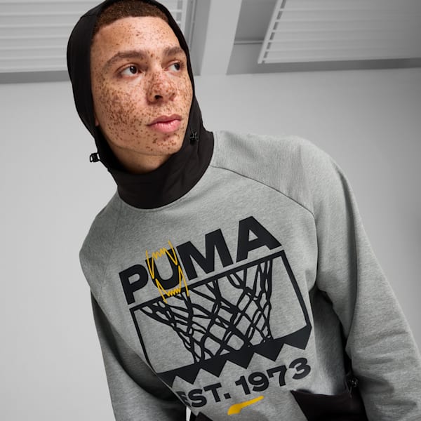 Winning Shot Graphic Basketball Hoodie Men, Medium Gray Heather, large-MEX