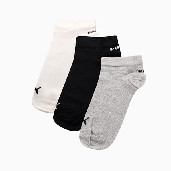 Ladies 3pk Low sock, PUMA White-Black-Lt Grey Mel, large-ZAF