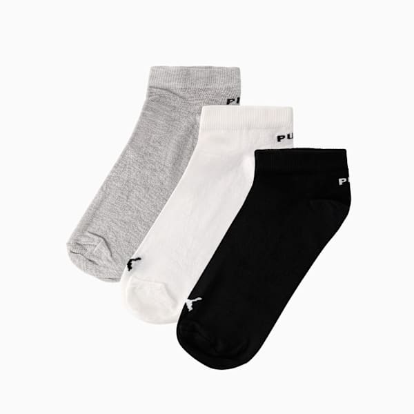 Mens 3 Pk Low Cut Socks, Light Gray Heather-PUMA White-PUMA Black, large-ZAF