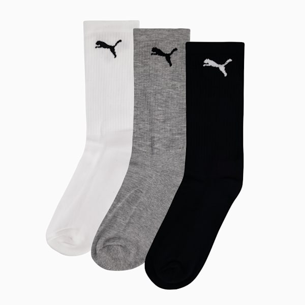 Mens 3pkTennis Socks, PUMA White-Black-Grey Mel, large-ZAF