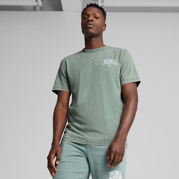 PUMA Class Washed Tee Men, Green Moon, large-MEX