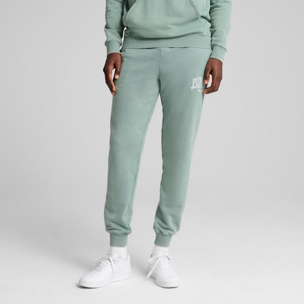 PUMA Class Washed Sweatpants Men, Green Moon, large-MEX