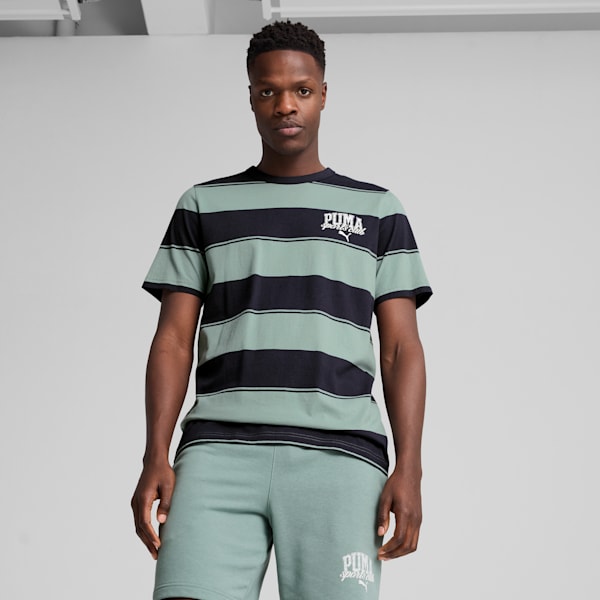 Remera rayada PUMA Class para hombre, Green Moon, large-ARG