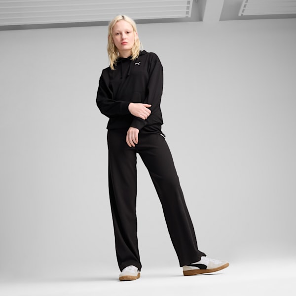 ESS ELEVATED Comfort Rib Hoodie Women, PUMA Black, large-ZAF