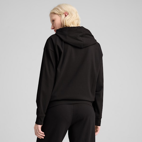 ESS ELEVATED Comfort Rib Hoodie Women, PUMA Black, large-ZAF