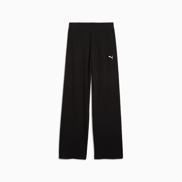 ESS ELEVATED High-Waist Straight Leg Rib Pants Women, PUMA Black, large-ZAF