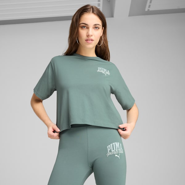 PUMA CLASS Relaxed Crop Tee Women, Green Moon, large-ZAF