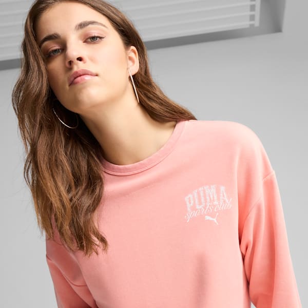 PUMA CLASS Comfort Washed Crew Women, Pink Fruit, large-MEX