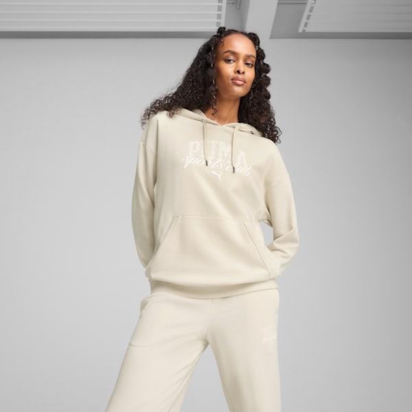 Sudadera holgada con gorra PUMA Class para mujer, Alpine Snow, large-MEX