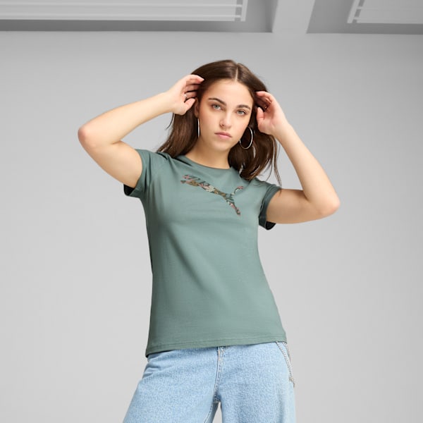 Remera Graphics Floral Cat Logo para mujer, Green Moon, large-ARG