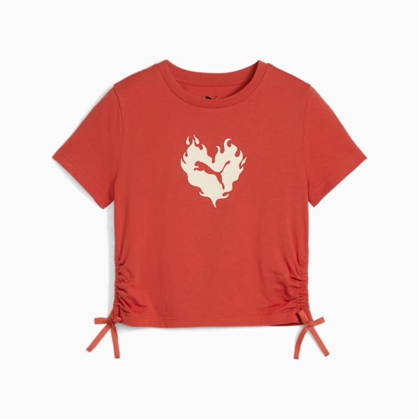 Playera FLAMING LOVE Knotted para adolescentes, Red Fire, large-MEX