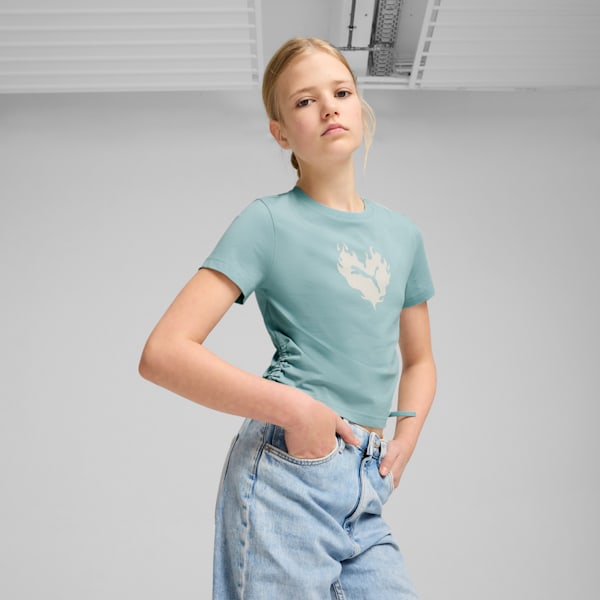 FLAMING LOVE Knotted Tee Youth, Modern Mint, large-ZAF