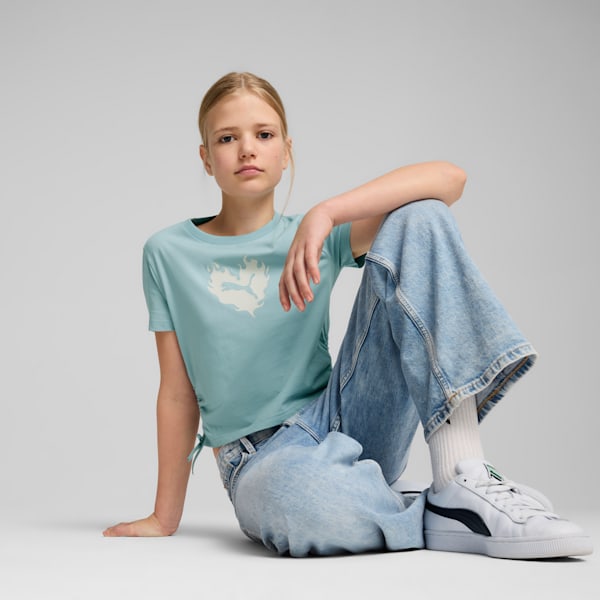 FLAMING LOVE Knotted Tee Youth, Modern Mint, large-ZAF