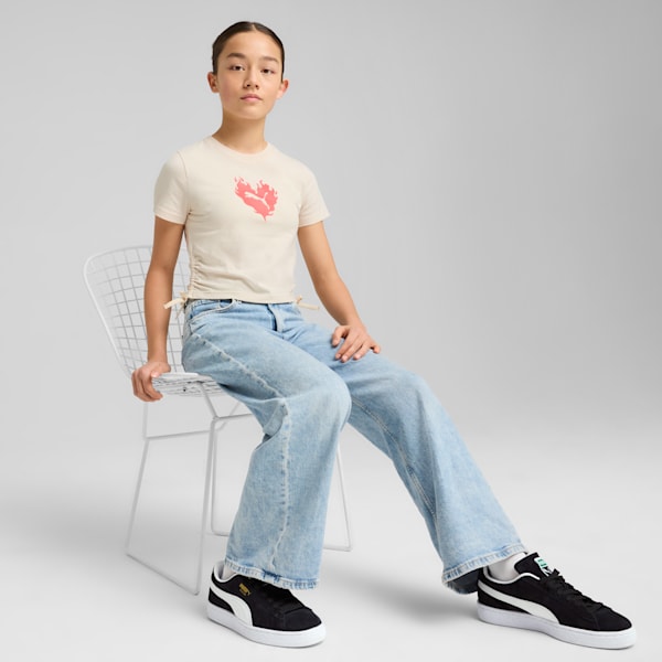 Playera FLAMING LOVE Knotted para adolescentes, Alpine Snow, large-MEX