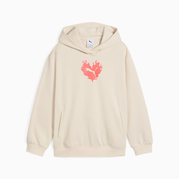 Flaming Love Hoodie Youth, Alpine Snow, large-ZAF