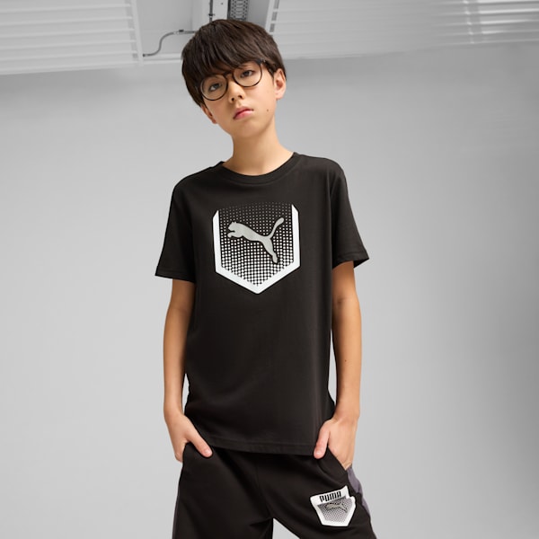 Active Sports Graphic Tee Youth, PUMA Black, large-ZAF