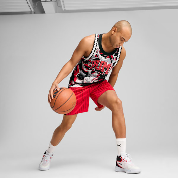 Rival Rage Heritage All-Over Print Shorts Men, For All Time Red-PUMA Black, large-MEX